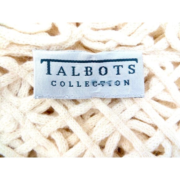NEW! Talbots Alpaca Wool Blend Crochet Knit Cardigan Button Front Ivory SZ M - Picture 6 of 7
